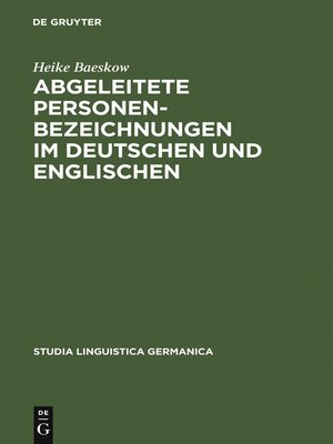 cover image of Abgeleitete Personenbezeichnungen im Deutschen und Englischen